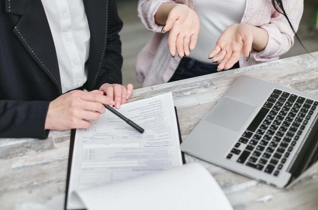 Agent reviewing a policy with a client